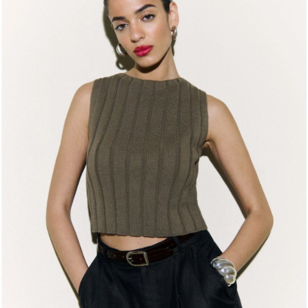 Reformation Callie Cotton Ribbed Sweater Tank (Size Small)